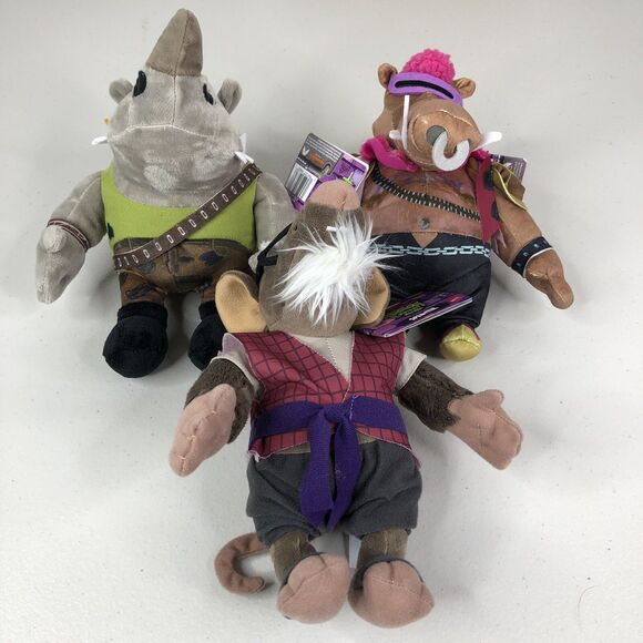 Teenage Mutant Ninja Turtles Mutant Mayhem Bebop Rocksteady Splinter Plush Lot - Picture 1 of 14